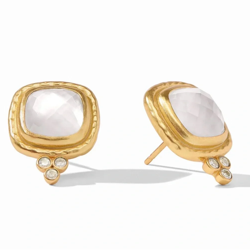 JULIE VOS® Tudor Stud Earrings Color Iridescent Jade Green